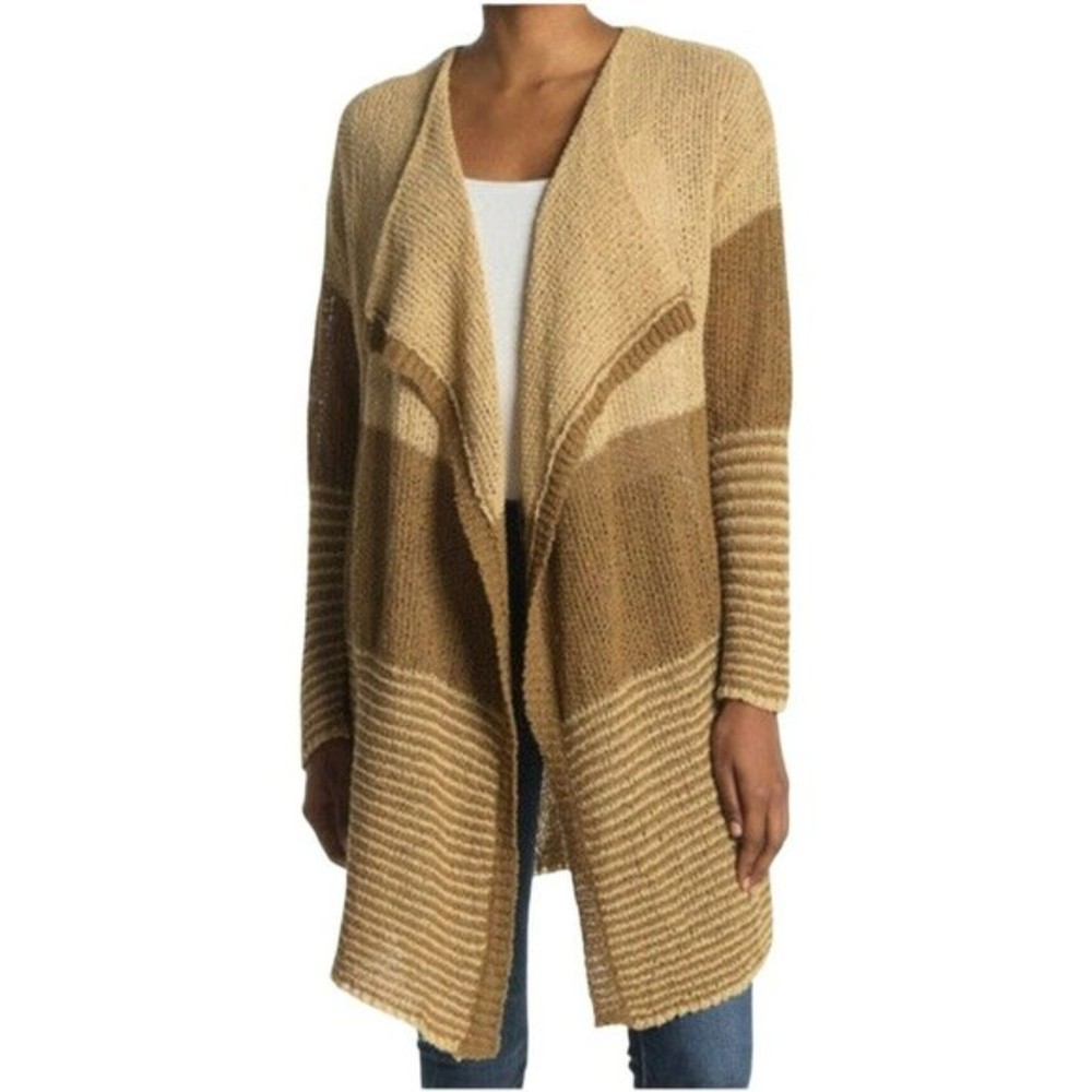 Stitchdrop Striped Open Knit Open Front Cardigan Burlap Combo Size 1X Plus NWT